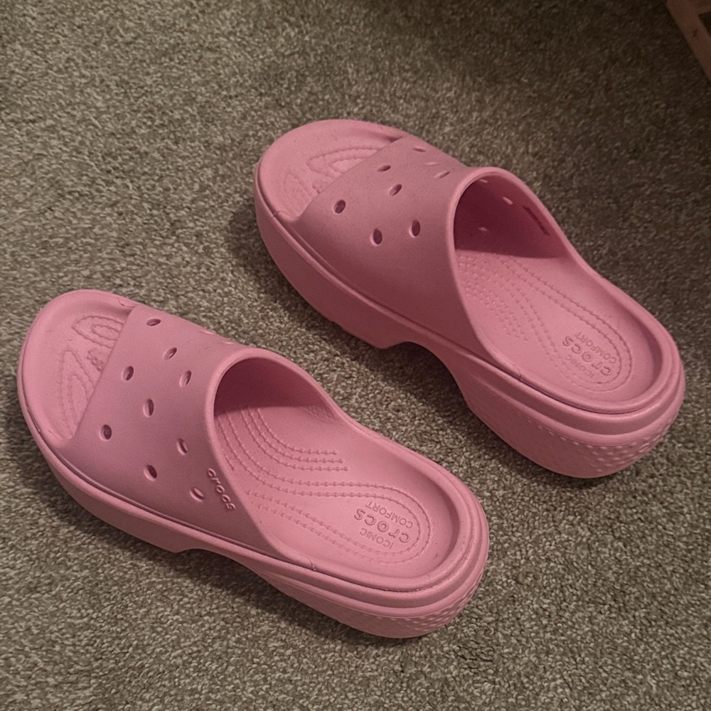 CROCS Pink Platform Clogs